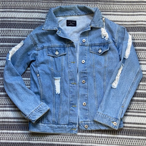 Love Tree Jackets & Blazers - Love tree jean jacket distressed🎁24 hour price drop!!